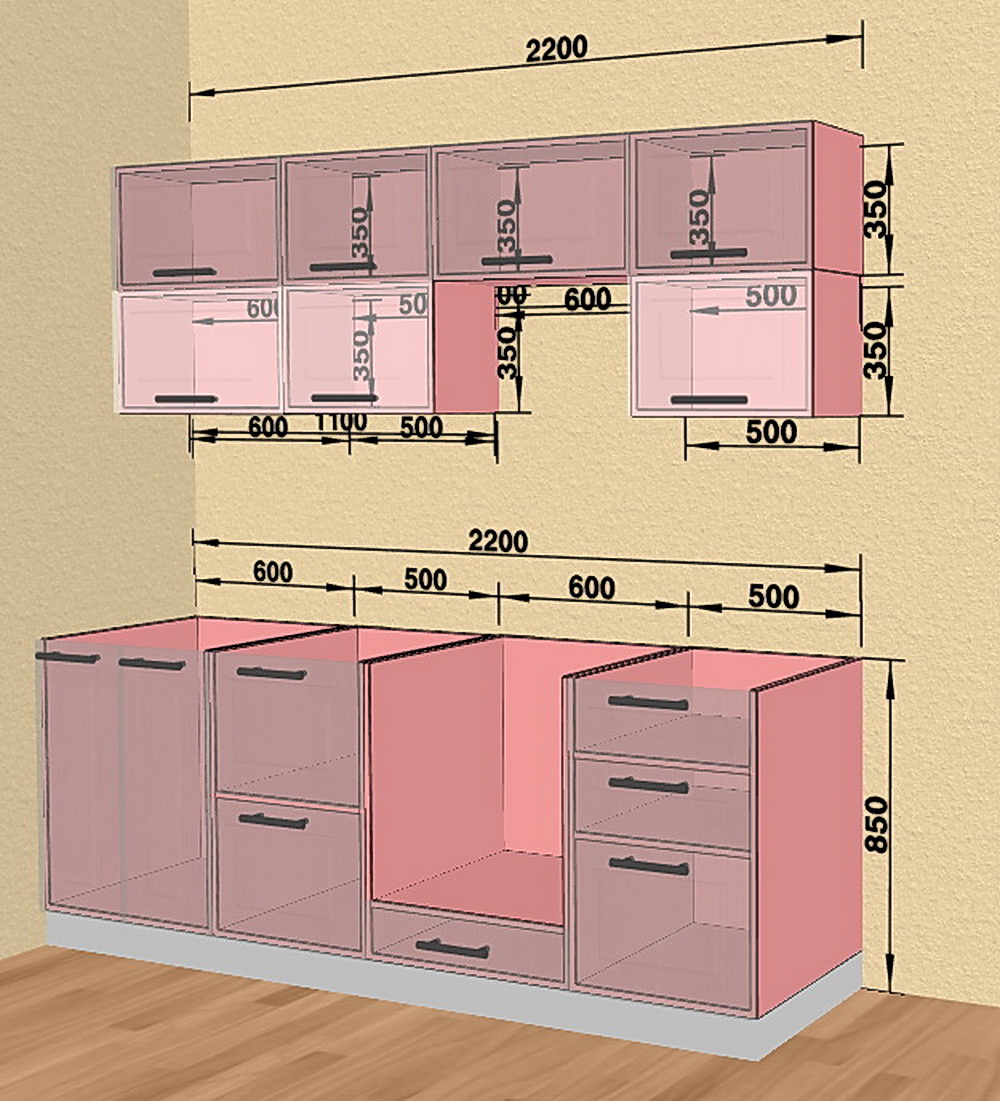 КАПРИ; набор мебели для кухни 1000 мм